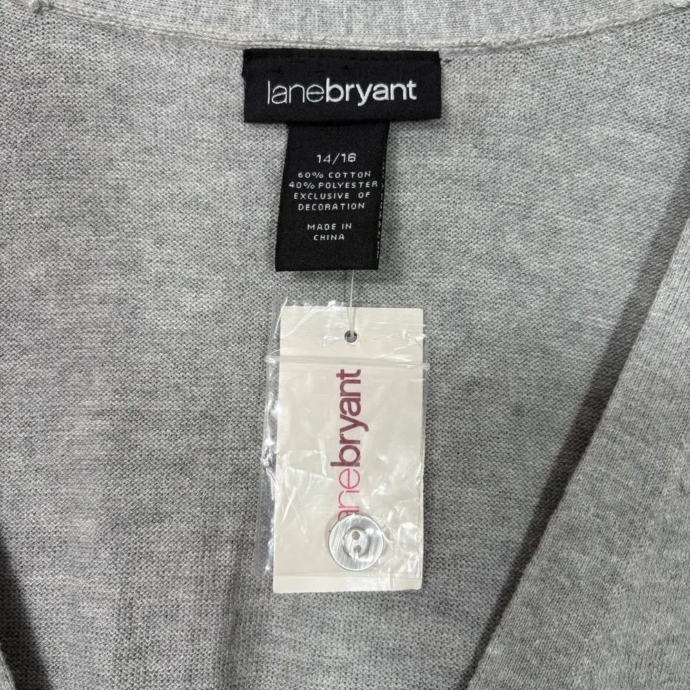 Lane Bryant NWT Y2K Gray Argyle Cardigan Sweater - 14/16 - Women's Plus Size